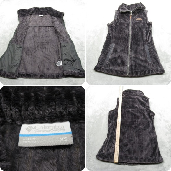 Columbia Vest Womens XS Gray Pockets Super Soft Fire Side Sherpa Fleece Full Zip - Picture 1 of 12